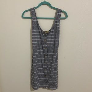 Grey and White Ribbed Bodycon Dress